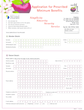 Application for Prescribed Minimum Benefits