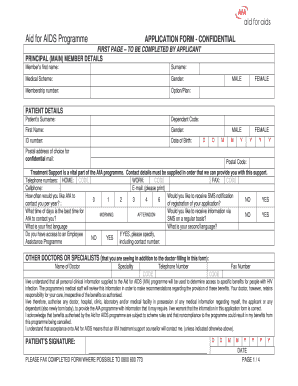 Aid for AIDS Programme Application Form