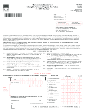 Florida Governmental Leasehold Intangible Personal Property Tax Return