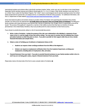 UCI International Center Invitation Letter