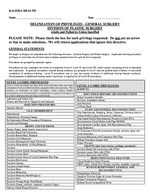 Delineation of Privileges - General Surgery