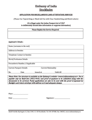India Miscellaneous Services Application