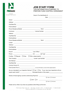 Job Start Form