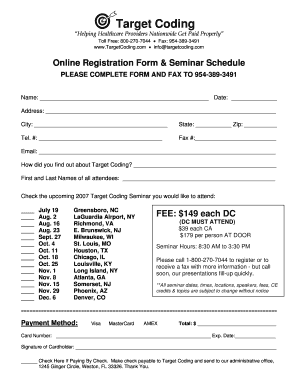 Target Coding Seminar Registration Form