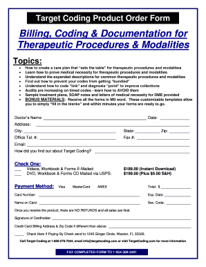 Target Coding Product Order Form