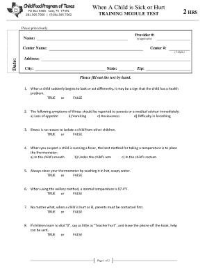 Child Health Training Module Test