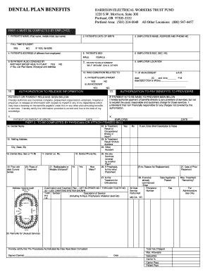 Dental Plan Benefits Claim Form