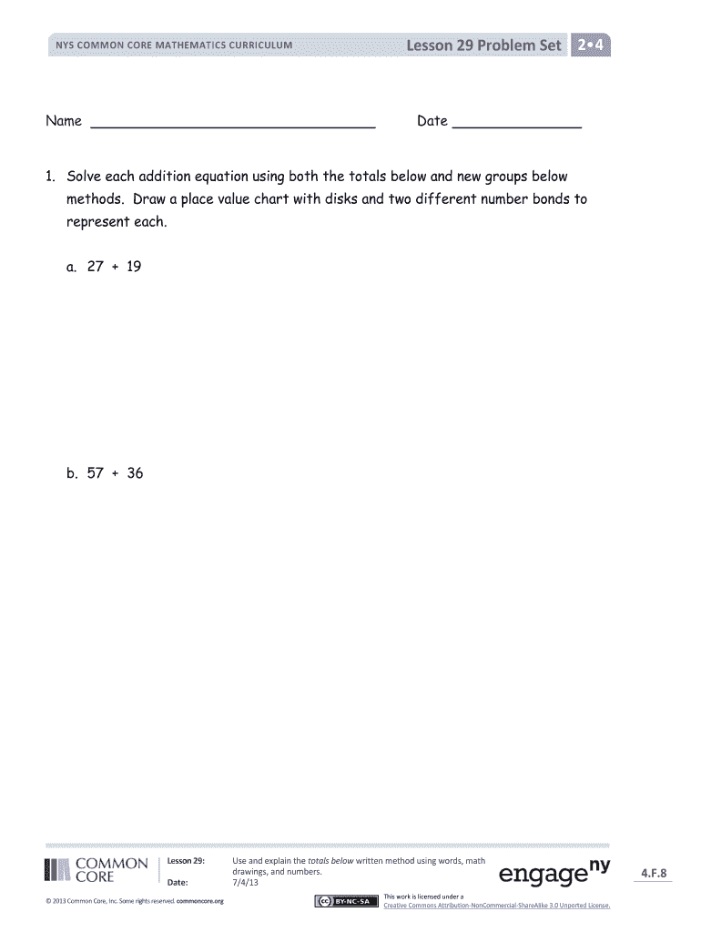 Fillable Online NYS COMMON CORE MATHEMATICS CURRICULUM Name Lesson 29