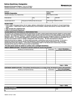 Retiree Beneficiary Designation Form