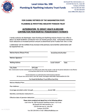 Authorization to Deduct Health & Welfare Contribution
