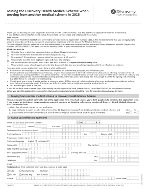 Discovery Health Medical Scheme Application Form