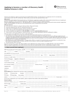 Discovery Health Medical Scheme Application Form