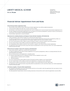 Liberty Medical Scheme Financial Adviser Appointment Form