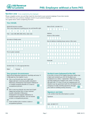 UK P46 Tax Form