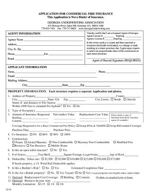 Commercial Fire Insurance Application
