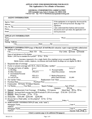 Georgia Homeowners Insurance Application