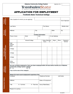 Alabama Community College System Application for Employment