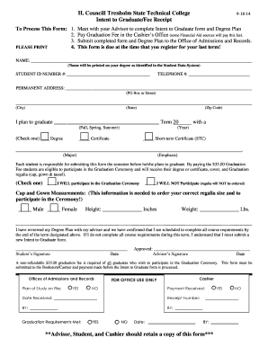 Intent to Graduate Fee Receipt
