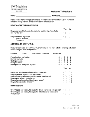 Welcome to Medicare Health Questionnaire
