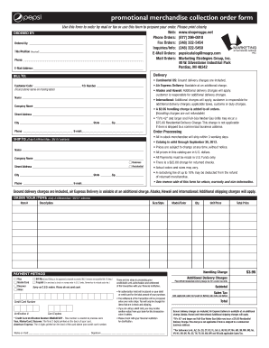 Promotional Merchandise Order Form