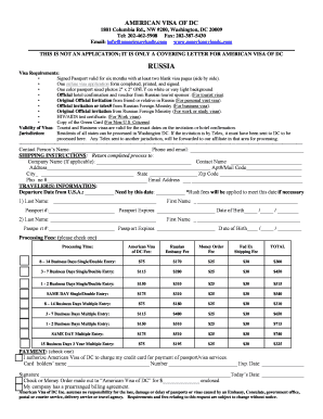 Russian Visa Application Cover Letter