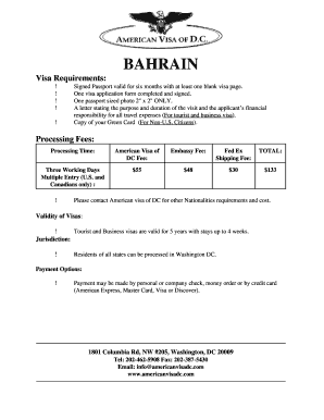 Bahrain Visa Application Form