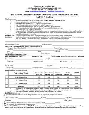 Saudi Arabia Visa Application Cover Letter