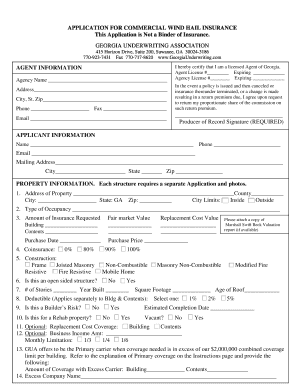Commercial Wind Hail Insurance Application
