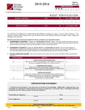 2015-2016 ASET16 Verification Form
