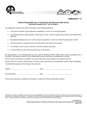 Student Responsible Use of Technology and Electronic Data Access Informed Consent Form