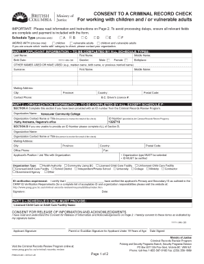 Consent to Criminal Record Check