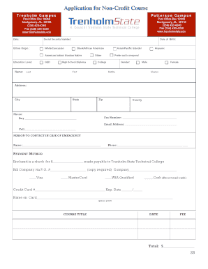 Non-Credit Course Application Form