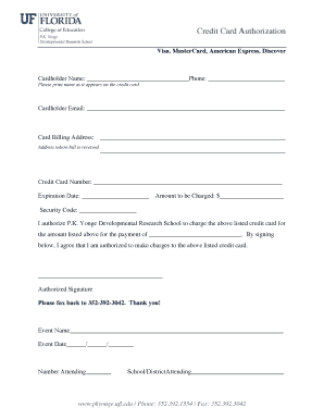 Credit Card Authorization Form