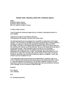 Dispute Debt Letter to Collection Agency