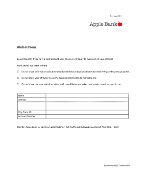 Apple Bank Opt-Out Form