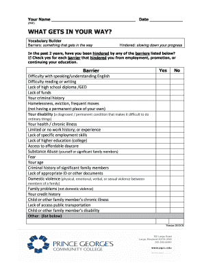 Employment Barriers Assessment Form