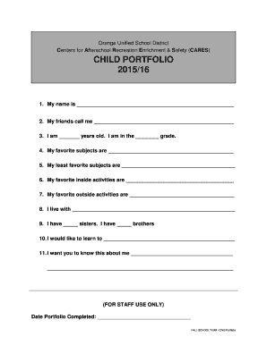 Child Portfolio Form