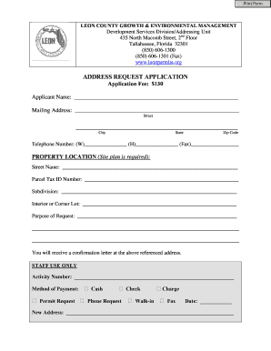 Leon County Address Request Application