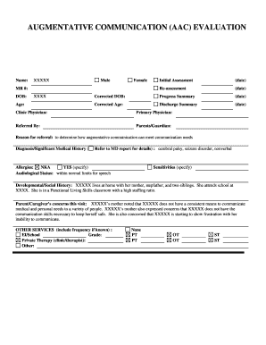 Augmentative Communication Evaluation Form