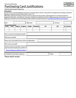 University of Minnesota Purchasing Card Justification