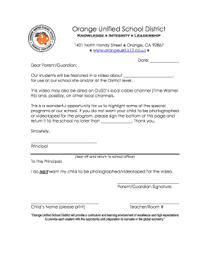 Parent Consent Form for Student Video