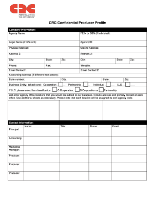 CRC Confidential Producer Profile