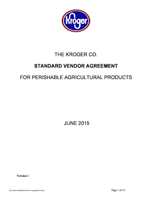 Kroger Standard Vendor Agreement for Perishable Agricultural Products