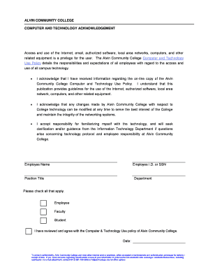 Alvin Community College Computer Use Policy Agreement