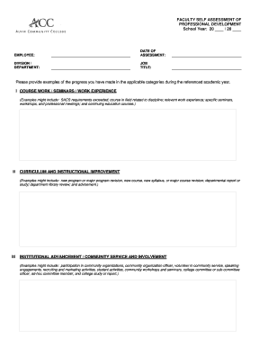 Faculty Self Assessment of Professional Development