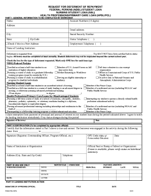 Request for Deferment of Repayment