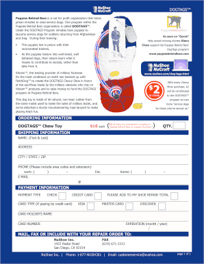 DOGTAGS Chew Toy Order Form