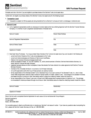 Sentinel Funds NAV Purchase Request Form