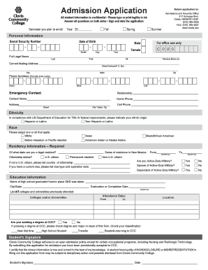 Clovis Community College Admission Application