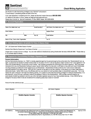 Sentinel Funds Check Writing Application